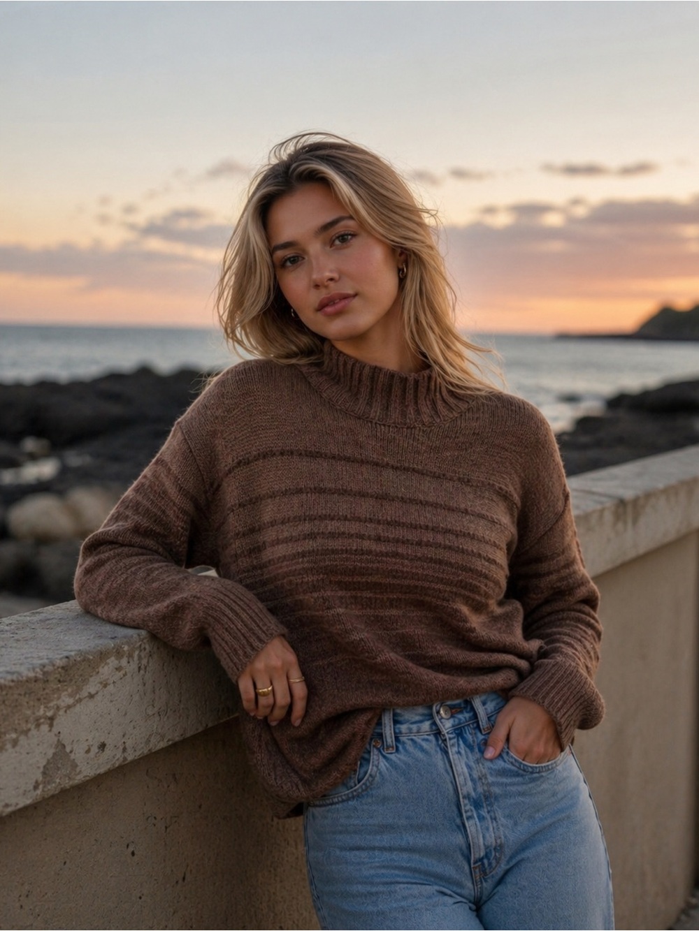 Calvin Klein Dusty Rose Mock Neck Sweater | Lightweight Summer Layer Size Small